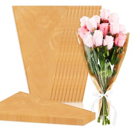 JarThenaAMCS Flower Bouquet Sleeves Kraft Paper Wrapping Bags Clear Floral Arrangement Supplies for Valentine Wedding Anniversary Mother's Day Florist, 17.9 x 9.8 x 3.9 Inch, 10Pcs