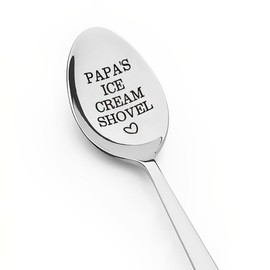 Funny Papa Gifts for Christmas from Grandchildren Engraved Papa’s Ice Cream Shovel Spoon for Dad Grandpa Grandfather Birthday Gifts from Granddaughter Grandson Ice Cream Lover Gifts for Men
