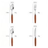 Silverware Set Wood Handle Forks Spoons Steak Knives For Camping