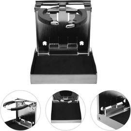 Healeved Portavasos Plegable De Acero Inoxidable Ajustable para Coche Y Barco Soporte Compacto para Botellas Y Vasos con Tornillos para InstalacióN En Autocaravanas Y