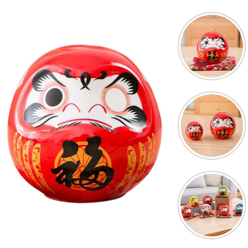 Ciieeo Japanese Daruma Doll Zen Statue Daruma Figurine Ceramic Bobble
