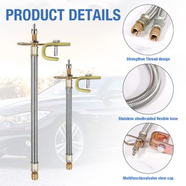 10 Pieces Stainless Steel Dually Valve Stem Extension, Includes 4 Pieces Dual Tire Valve Extension 6 Pieces Valve Extender Adaptor for Most Cars Truck RV (7.1 Inches, 11.8 Inches)