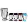 Elegant Display Kiddush Cup Wine Fountain Set - Hammered Metal