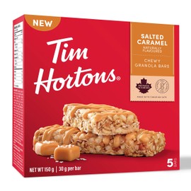 Tim Hortons Salted Caramel Granola Bars, Peanut Free, 5 Count, Imported from Canada}