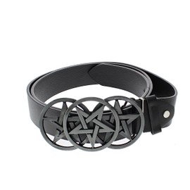 Zac's Alter Ego Black PU Belt with Triple Pentagram Buckle