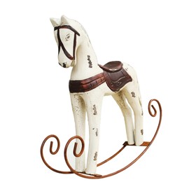 ARTIBETTER Home décor Bookshelf Statue Horse Rocker Woodsy Decor Vintage Decor Rocking Horse Sculpture Miniature Rocking Horse Rocking Chair Animal Figurine Household Wooden Pendant
