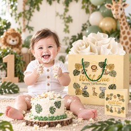 BOPLYBAY Wild One Safari Gift Bag Set for 1st Birthday