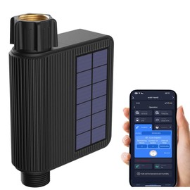 Haozee Solar WiFi Sprinkler Timer,Smart Hose Timer for Watering,Smart Water Timer for Garden Hose,Built-in Flow Meter,Automatic Irrigation Controller System for Lawns and Yard.