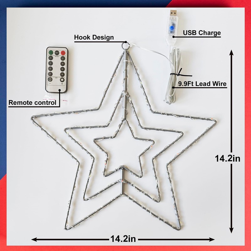 4th of July Patriotic Red White and Blue Decorations Lights,
