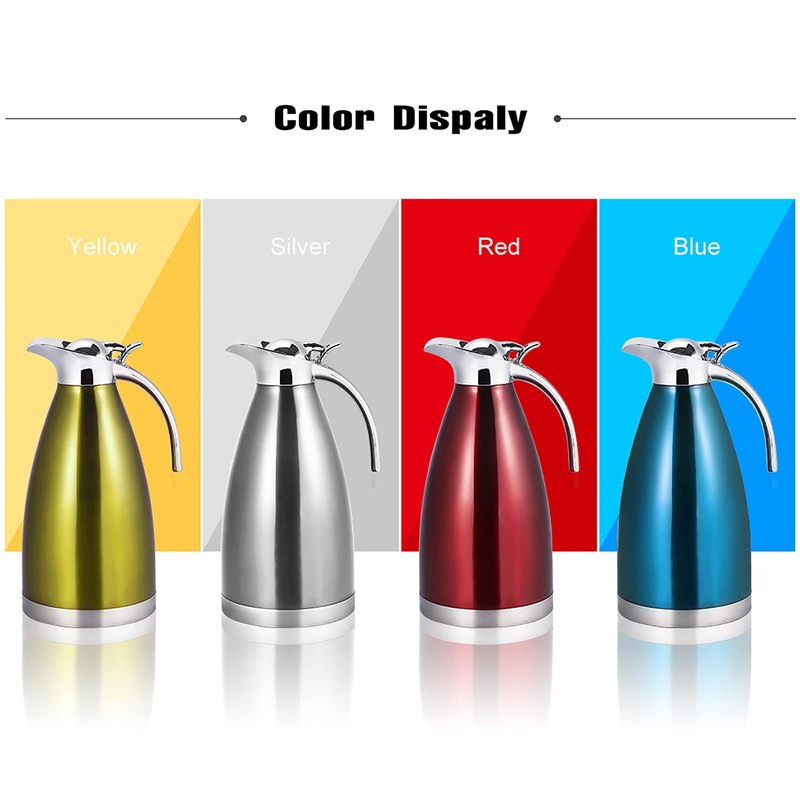 Stainless Steel Thermal Coffee Pot with Lid / Double-Walled Vacuum