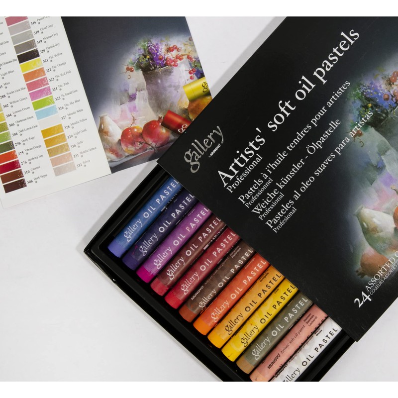 MUNGYO Gallery Artists' Soft Oil Pastels, 24 Assorted Colors -