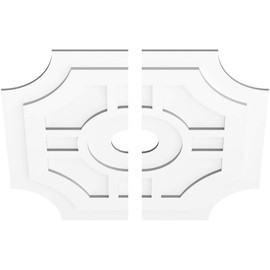 Ekena Millwork CMP36HS2-05000 Haus Architectural Grade PVC Contemporary, Two Piece Urethane Ceiling Medallions 36"OD x 5"ID x 12"C x 1"P