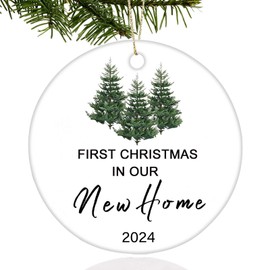 Hiagkmet House Warming Gifts New Home Ornament First Christmas in Our New Home 2024, Housewarming Gifts for New House, Ceramic Keepsake New Home Christmas Ornaments for Women, Couple