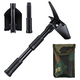 Oziral Mini Folding Shovel Multifunctional 40 cm, Upgrade Folding Shovel Made of Carbon Steel with Carry Bag for Gardening, Hiking, Camping, Outdoors