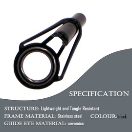 9KM DWLIFE Fishing Rod Tip Eyes Repair Kit Stainless Steel Ceramic Ring Tip Top Guides Replacement 20 Size (Large - 60pcs)