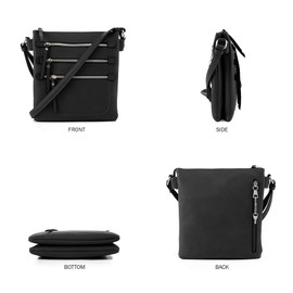 Double Compartment Multi-Zipper Triple Zip Pockets Concealed Carry Crossbody Bag with Lock and Key | Gray