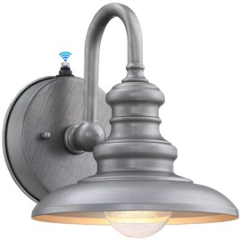 LONEDRUID Dusk to Dawn Sensor Outdoor Gooseneck Barn Light Fixtures Silver Exterior Wall Sconce Lighting Waterproof Outside Porch Lantern Rustic Farmhouse Wall Mount Lamp for House Garage Patio