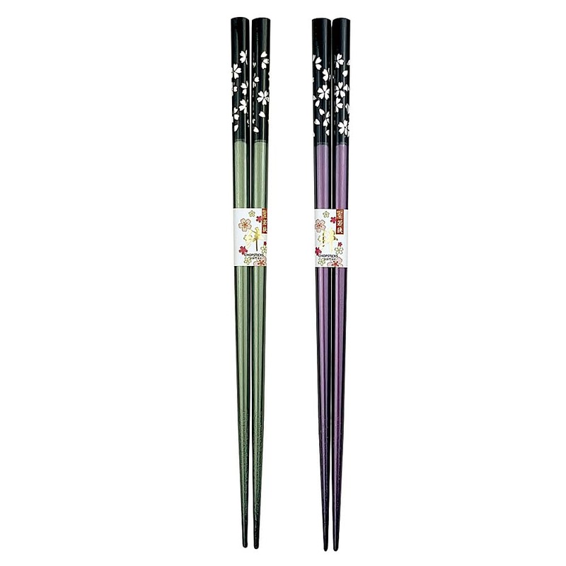 Couple Chopsticks, Dishwasher, Silver Mai Cherry Blossom (Green, Purple), Japanese