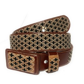 NELIDAS SOUTHERN IMPORTS MEN'S WESTERN LEATHER BELT. SADDLE HORSE COWBOY RODEO BELT. CINTO CHARRO VAQUERO - 38