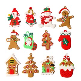 Christmas Tree Decorations with Lanyard, Gingerbread Men for Christmas Tree Christmas Scene Decorations, Christmas Tree Ornaments (Style A)