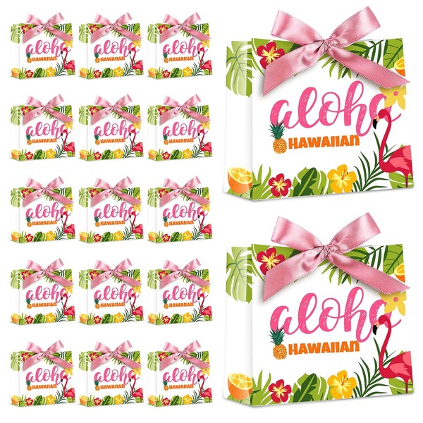 Chuangdi 24 Pcs Hawaiian Themed Gift Bags Party Favor Bags Tropical Birthday Goodie Candy Treat Bags Aloha Gift Bags for Summer Fiesta Baby Shower Tropical Luau Party Supplies