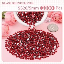 BELLEBOOST 2000PCS SS20/5mm Crystal Rhinestones (Dark Siam), Bedazzling Flatback Glass Rhinestones for Crafting DIY Nail Art Makeup Decoration, Gems Diomand Charms for Tumbler Shoes Clothing Mug