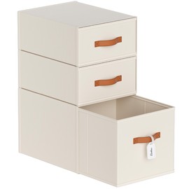 DIMJ Closet Organizers and Storage - Fabric Storage Bins with Drawers Stackable Closet Bins with Labels for Clothes, Sweaters, Bedding, Collapsible Storage Cubes for Bedroom, Living Room, Shelf