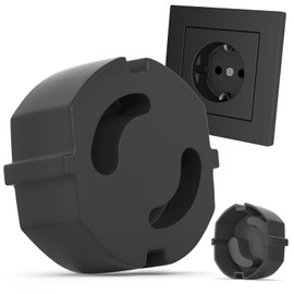 REDTRON 20 x Sockets Child Safety Sockets, Socket Safety Baby Toddlers, Protection Against Electric Shock, Socket Safety with Glue-Free, Black