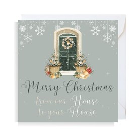 Second Ave from Our House to Your House Square Christmas Xmas Holiday Festive Greetings Card