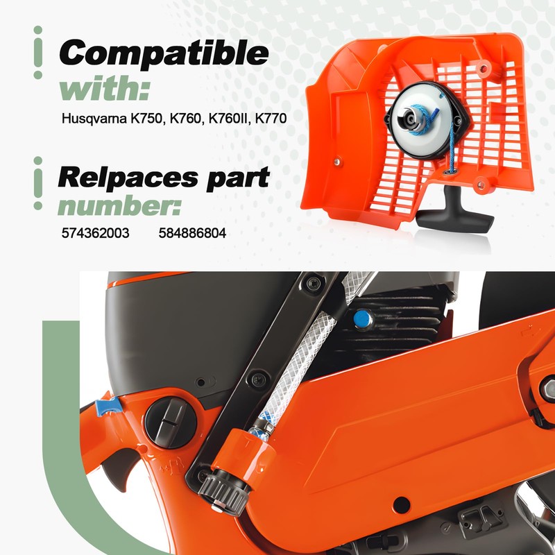 Quctaki Recoil Starter Assembly with Pull Cord Compatible with Husqvarna