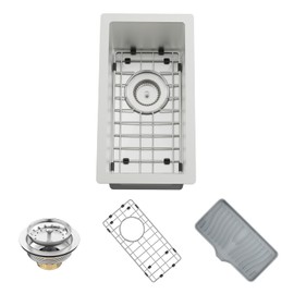 Kitchen And Bar Sink,10x18 Inch Stainless Steel Drop In Single Bowl Undermount RV Prep Small Kitchen&Bar Sink Ideal Choice For Small Space Come With Bottom Grid,Soap Mat And Drain Assembly