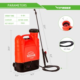 VIVOSUN 4 Gallon Battery Powered Backpack Sprayer Electric Pump Sprayer with Four Nozzles for Garden Lawn, Orange…