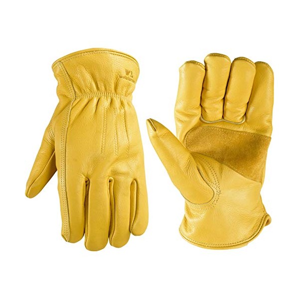 Men's Winter Leather Work Gloves, 100-gram Thinsulate, Cowhide, Lined Leather, Large (Wells Lamont 1108L) , Yellow