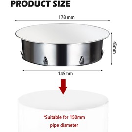 ShnminEU Chimney Hole Cover 150 mm Stainless Steel Chimney Cover Round Chimney Cover Pipe Cover Cap Flue Pipe Stove Pipe Closure for Universal Stove Pipes