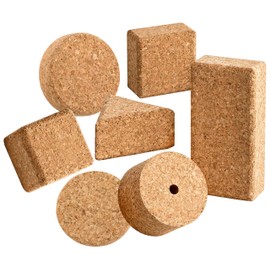 Geometric Shapes Made of Cork | Pressed Cork Body | Cork Shapes for Hobby, Crafts or Model Making | 7 Piece Set | Cork from Portugal | Cube | Rectangle | Cylinder | Cork Pad
