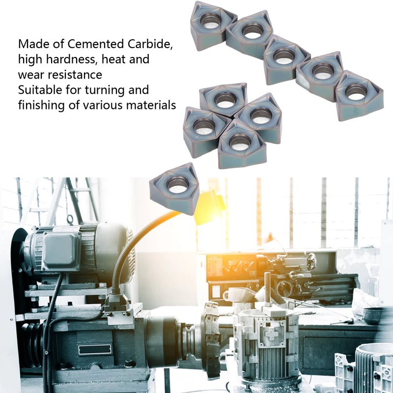 10Pcs Milling Inserts Heat Resistant Tin Plated CNC Cemented Carbide