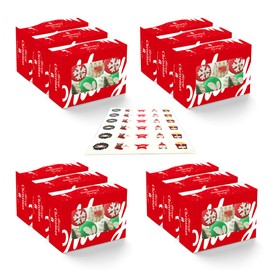 wraphay 30pack holiday patterns Christmas Cookies Boxes with Window Red Xmas Macaron Packaging Boxes 8.3x5x2.2 Inches Macaron Container Bakery Boxes Strawberry Chocolate Covered Treat Boxes