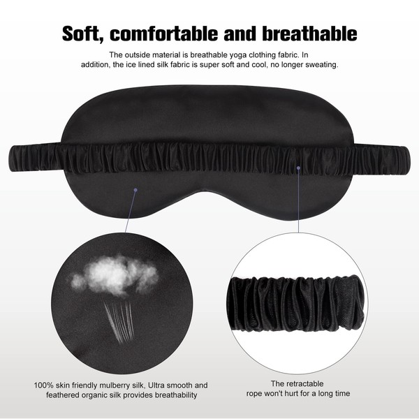 IEKEODI 2Pack Silk Sleep Mask,IEKEODI Eye Mask for Sleeping,Elastic Blackout