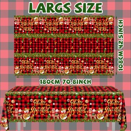 HAKOTI 54 * 108 Inches Feliz Navidad Decorations Tablecloth, 3Pieces Mexican Christmas Decorations Tablecover, Spanish Christmas Tablecloth for Mexican Christmas Feliz Navidad Christmas Decorations