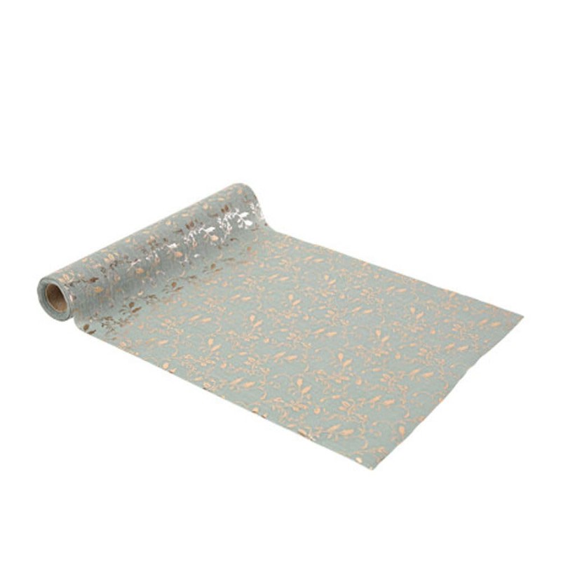 Sage Green And Gold Vine Table Runner, Flower Covering Table