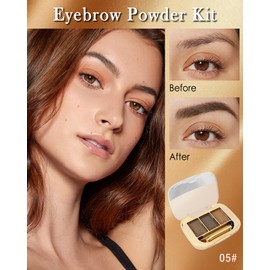 Augenbrauenpuder, wasserfest, 3 Farben, Make-up-Set für Augenbrauen, Braun, mit Rasierer und Bürste, langlebige Farben, Volumen- und Formung der Augenbrauenkontur, Geschenk für Damen, Set 05
