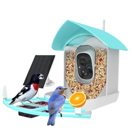Bird Feeder with Camera, Auto Capture Wiress Bird Feeder Camera, AI Identify Bird Breed,FHD Waterproof Outdoor Bird Watching Camera,Solar-Powered, for Garden,Yard,Park,Ideal Gift for Mom and Dad,Blue