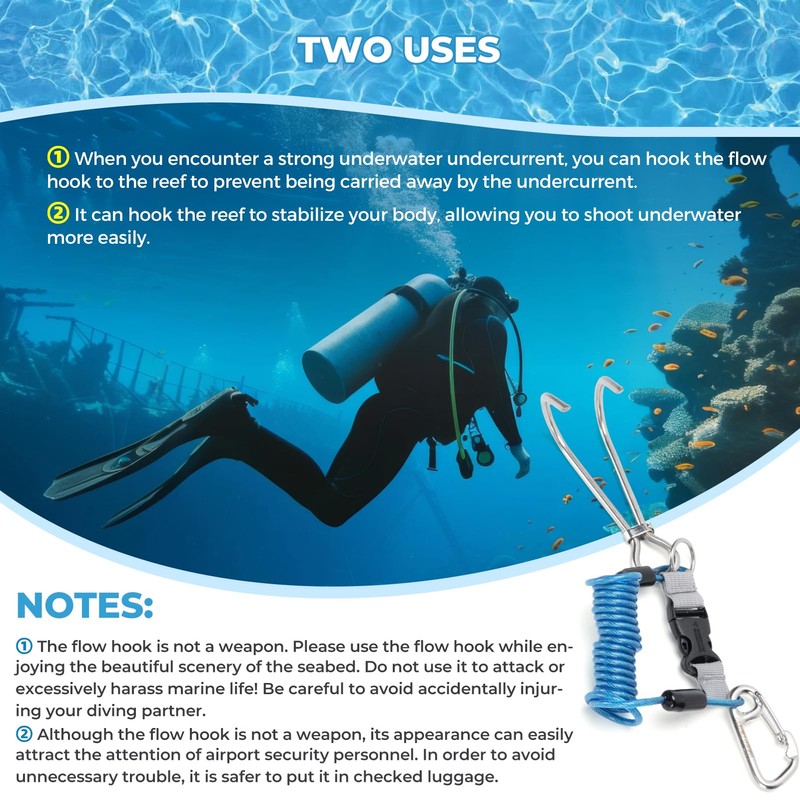 Tbest Scuba Diving Reef Hook Stainless Steel Reef Hook Diving