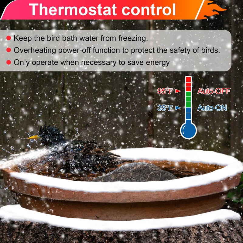 Saillong Bird Bath Deicer Heated Rock, 80W Submersible Utility Decorative