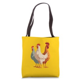 Three French Hens Retro Mid-Century Cut-Out 6 Tote Bag