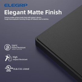 ELEGRP 2 Gang Screwless Decorative Wall Plates, Mid-Size Unbreakable Thermoplastic Faceplate Cover for Decorator Receptacle Outlet Switch, UL Listed (5 Pack, Matte Black)