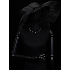 COOLSTEELANDBEYOND Colorful Flower Beads Necklace Chocker Collar Necklace, Multi Color Cute Daisy