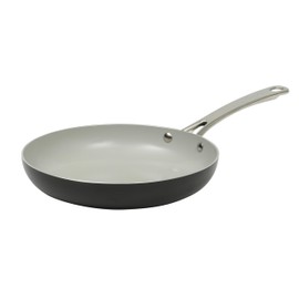 SUR LA TABLE Kitchen Essentials Potluck Porch 10 Inch Deep Frying Pan Skillet Aluminum PFA Free Ceramic Cookware Chef's Pan, Omelet Pan - Induction - Black