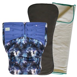 EcoAble Adult Pocket Cloth Diaper 2.0, with Insert & Prefold Booster for Heavy Incontinence | Reusable Protective Briefs for Special Needs Teens, Men and Women (Small, Wolf)