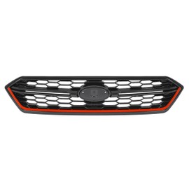 Front Bumper Upper Grille Compatible with 2018-2021 Subaru WRX/WRX STI Replacement for 91121VA290 91121VA160 SU1200184 Grill Painted ABS Plastic Gloss Black + Red